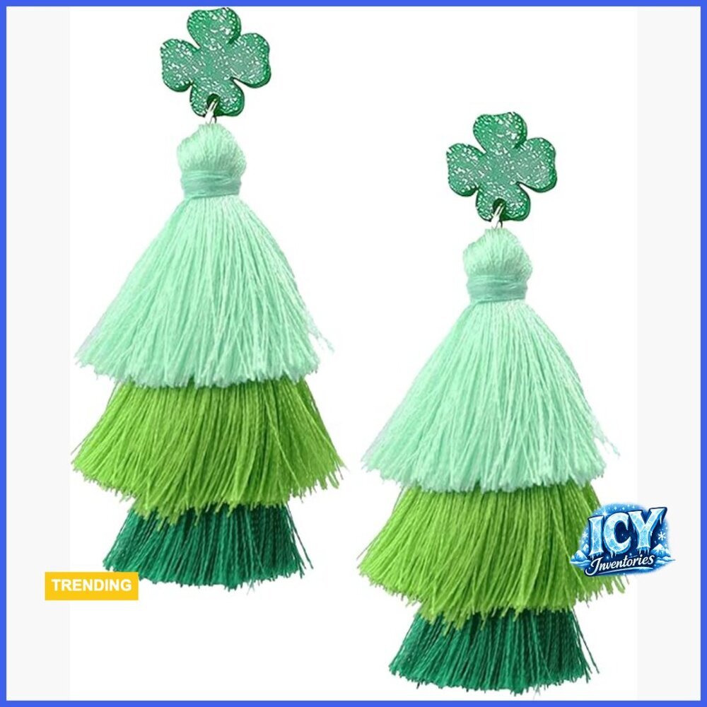 St Patricks Day Shamrock Earrings for Women Drop Dangle